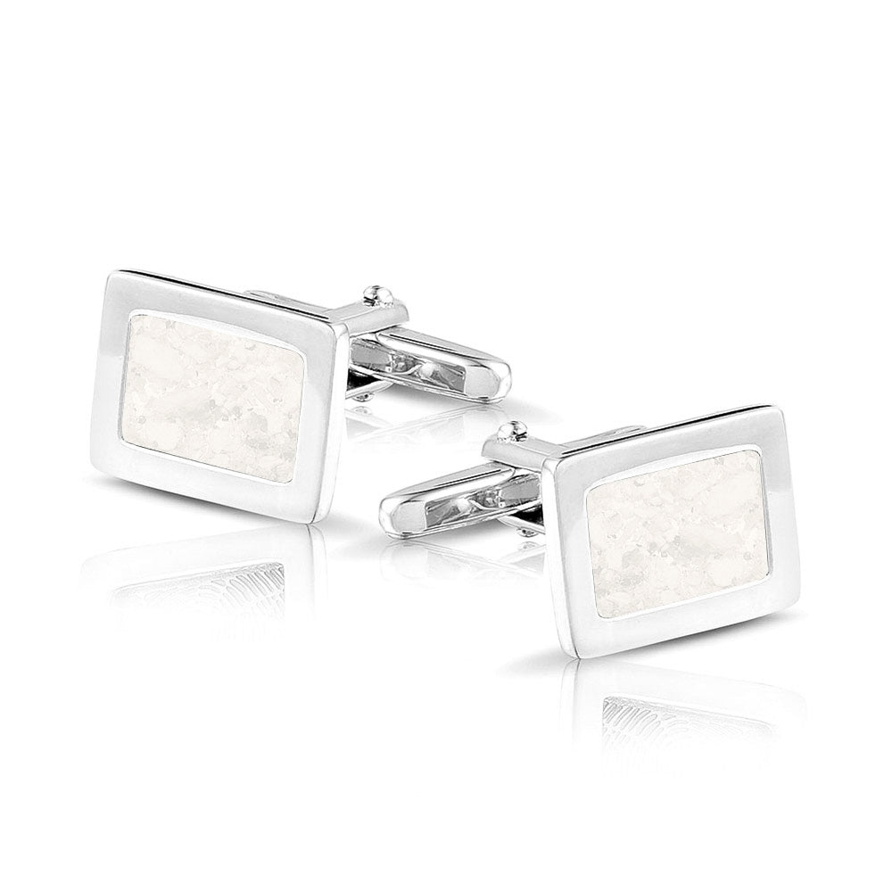 Rectangular Cufflinks in White - Silver memorial jewellery