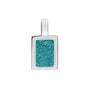 Plain Rectangular Pendant in Aqua - Silver memorial jewellery