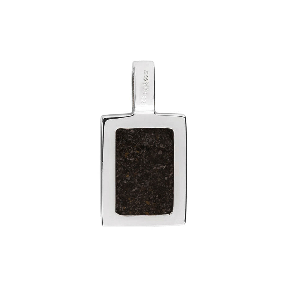 Plain Rectangular Pendant in Black - Silver memorial jewellery