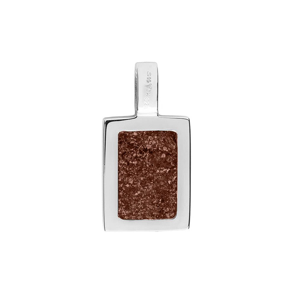Plain Rectangular Pendant in Brown - Silver memorial jewellery