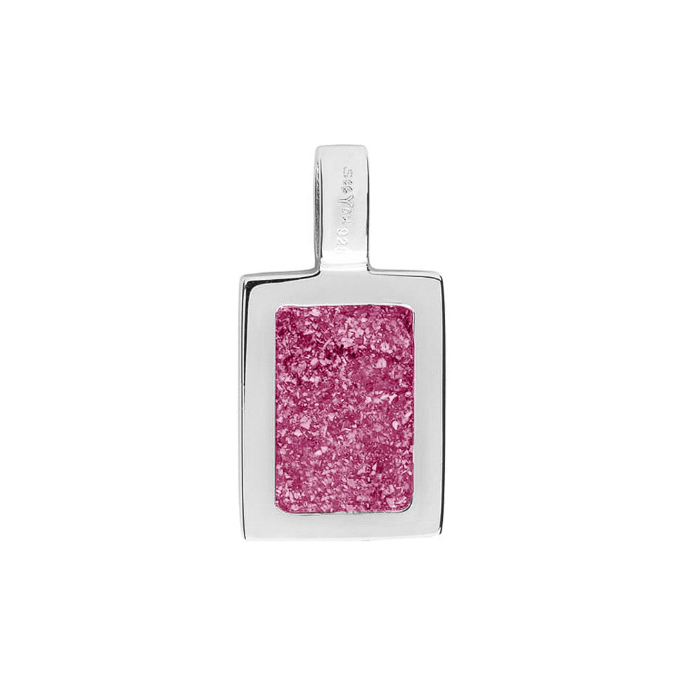 Plain Rectangular Pendant in Fluo Pink - Silver memorial jewellery