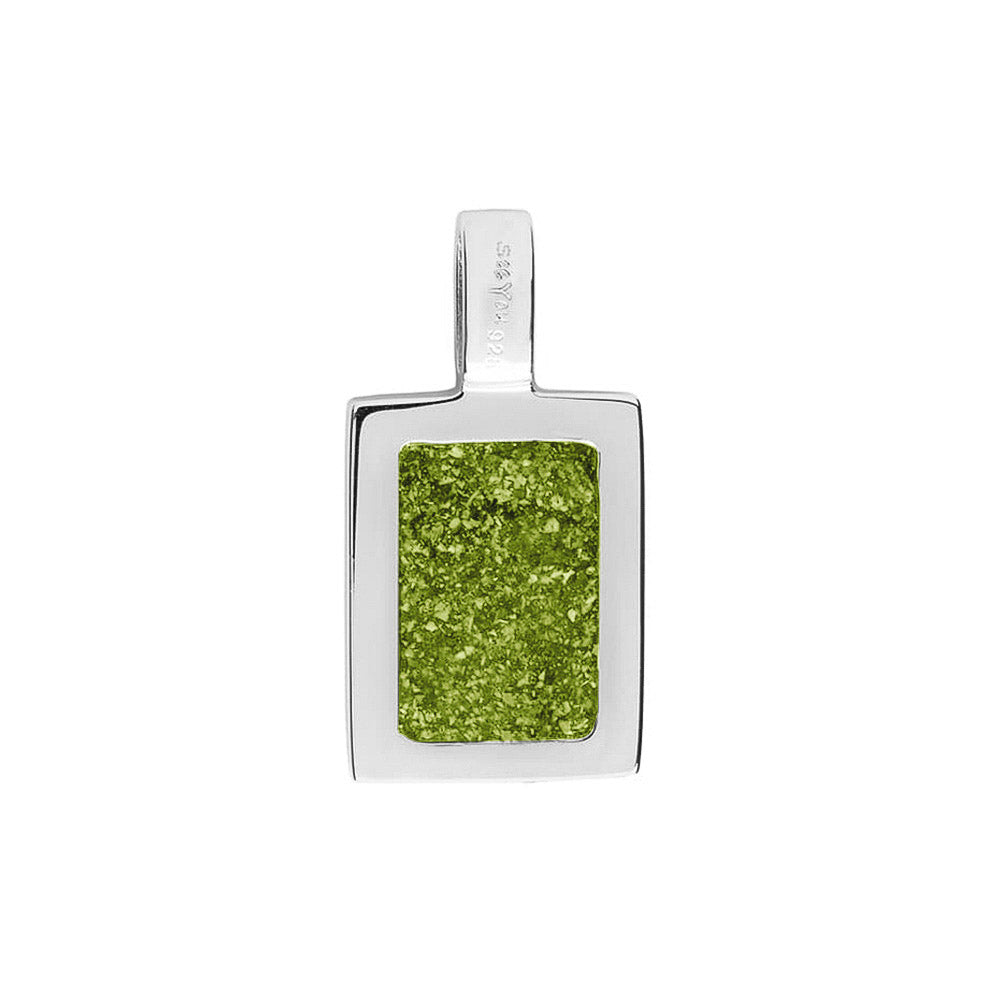 Plain Rectangular Pendant in Green - Silver memorial jewellery