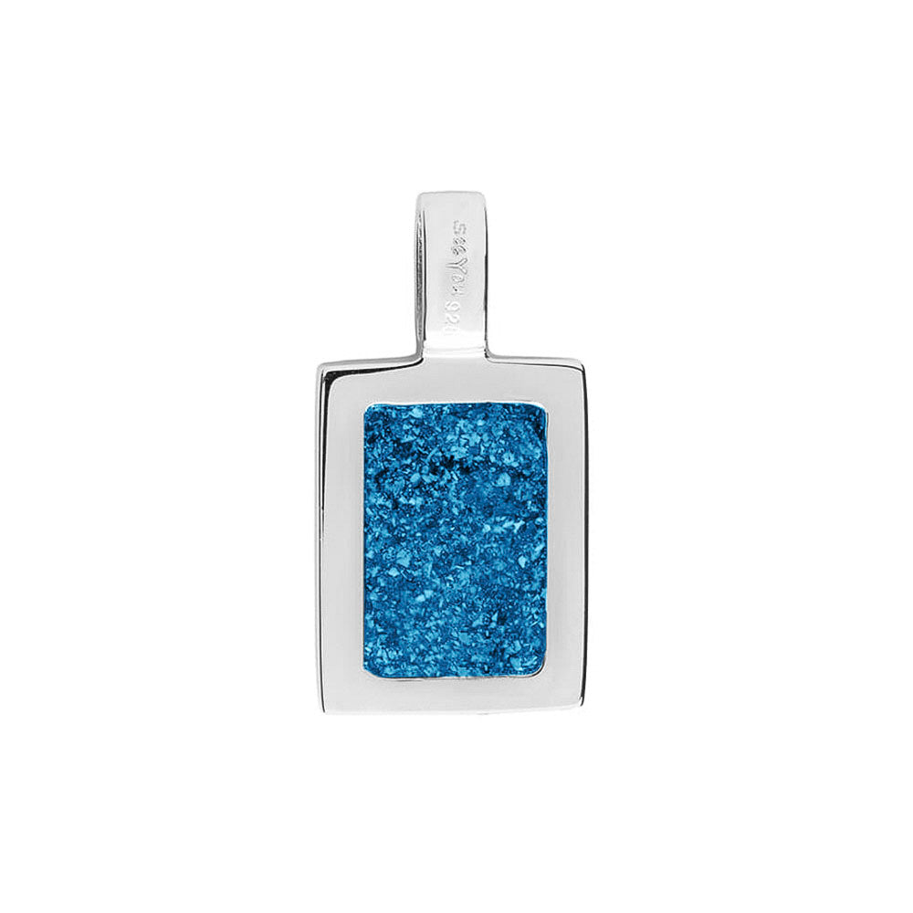 Plain Rectangular Pendant in Marine Blue - Silver memorial jewellery