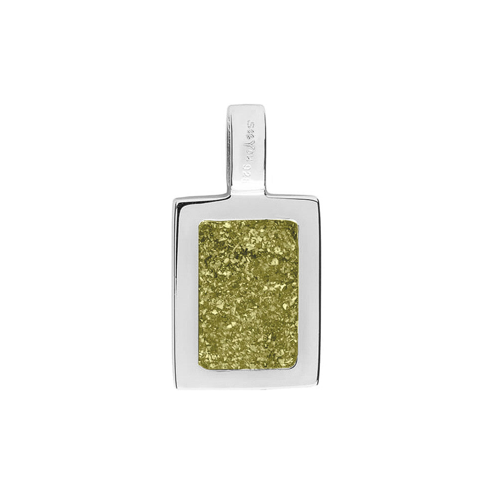 Plain Rectangular Pendant in Olive - Silver memorial jewellery