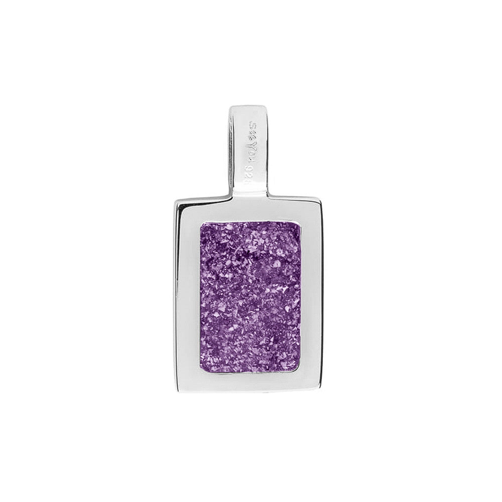 Plain Rectangular Pendant in Purple - Silver memorial jewellery