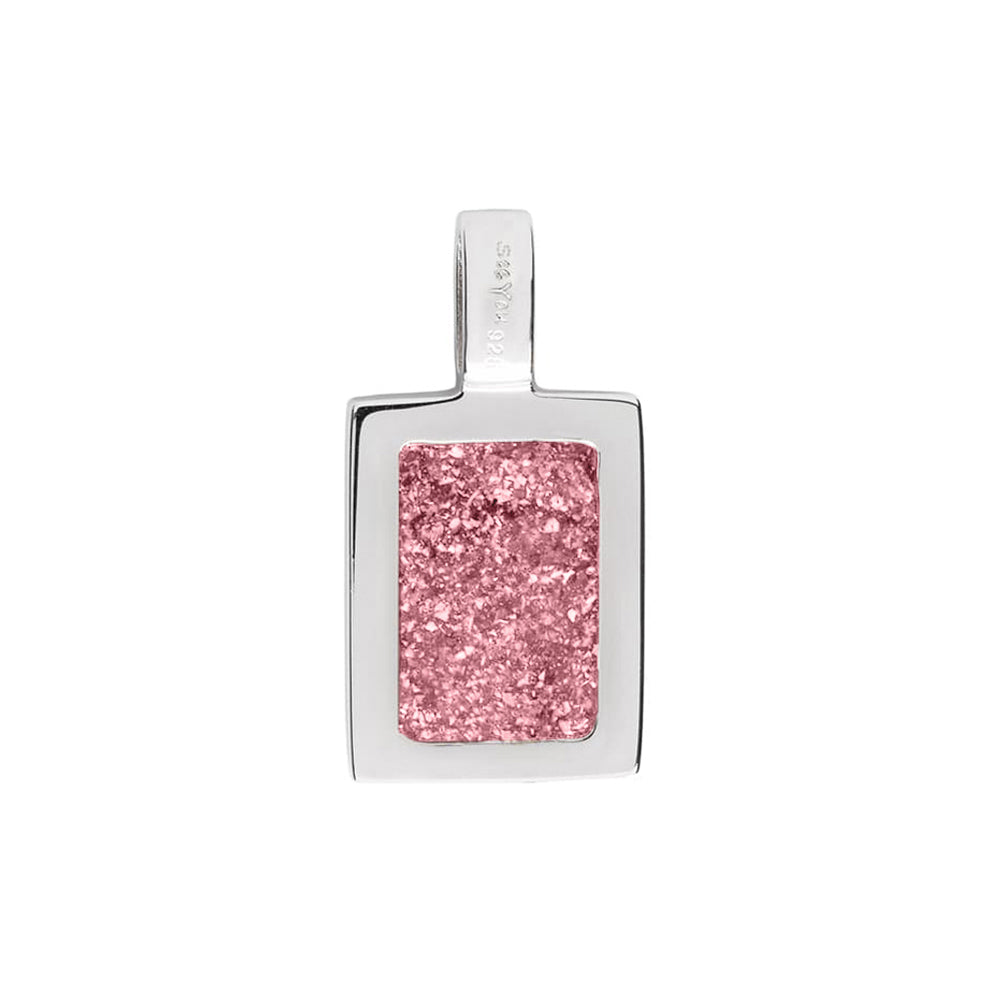 Plain Rectangular Pendant in Soft Pink - Silver memorial jewellery