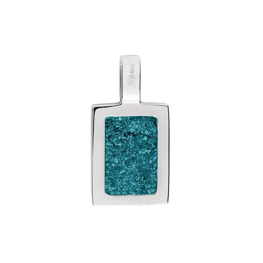 Plain Rectangular Pendant in Turquoise - Silver memorial jewellery
