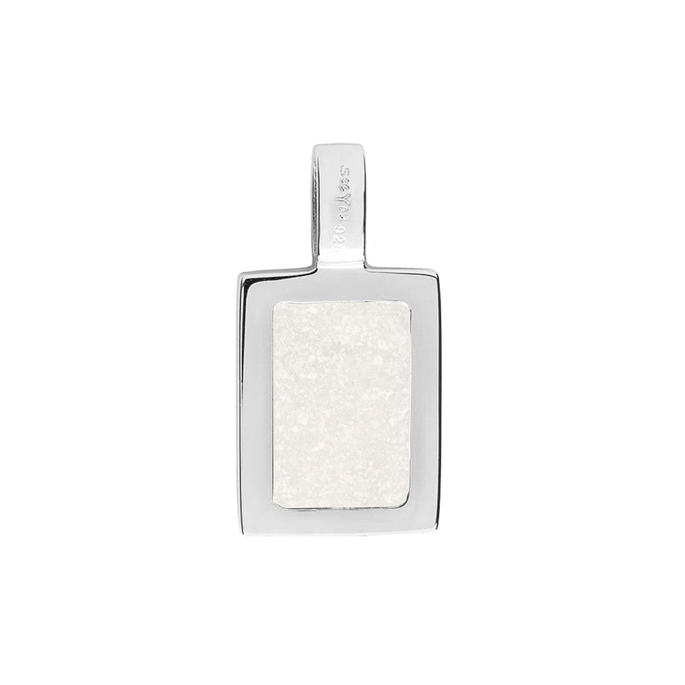 Plain Rectangular Pendant in White - Silver memorial jewellery