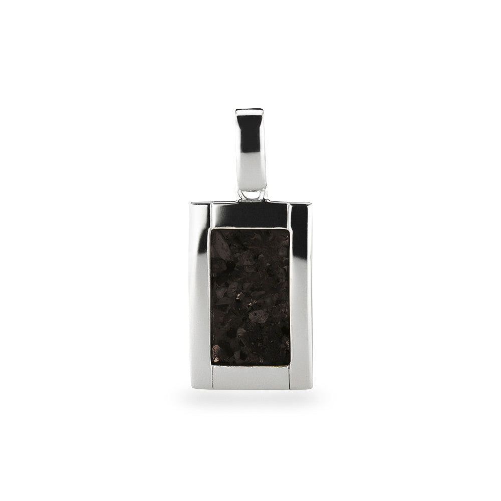 Large Rectangular Pendant in Black - Silver memorial jewellery