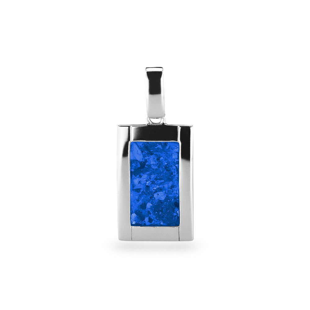 Large Rectangular Pendant in Blue - Silver memorial jewellery