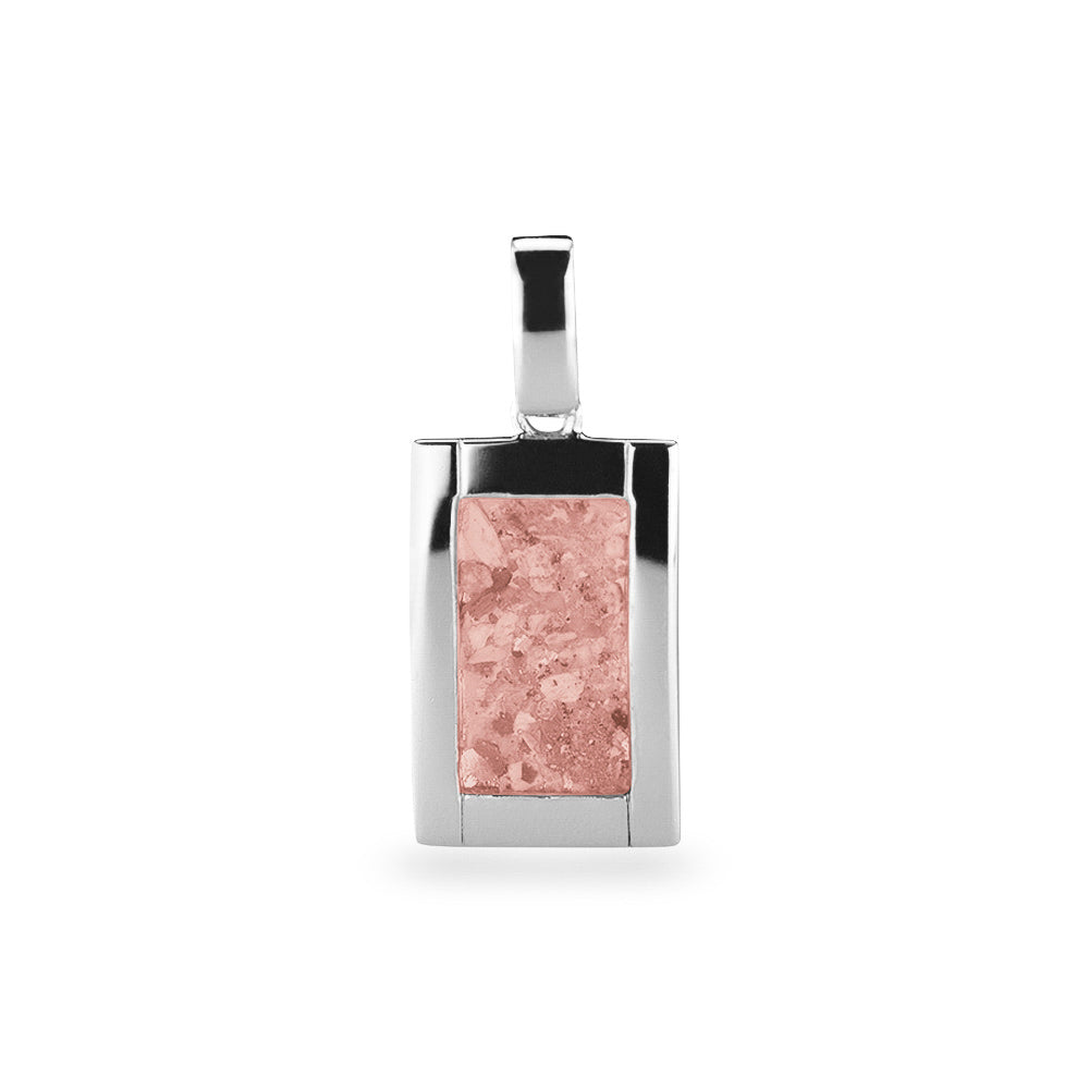 Large Rectangular Pendant in Blush - Silver memorial jewellery