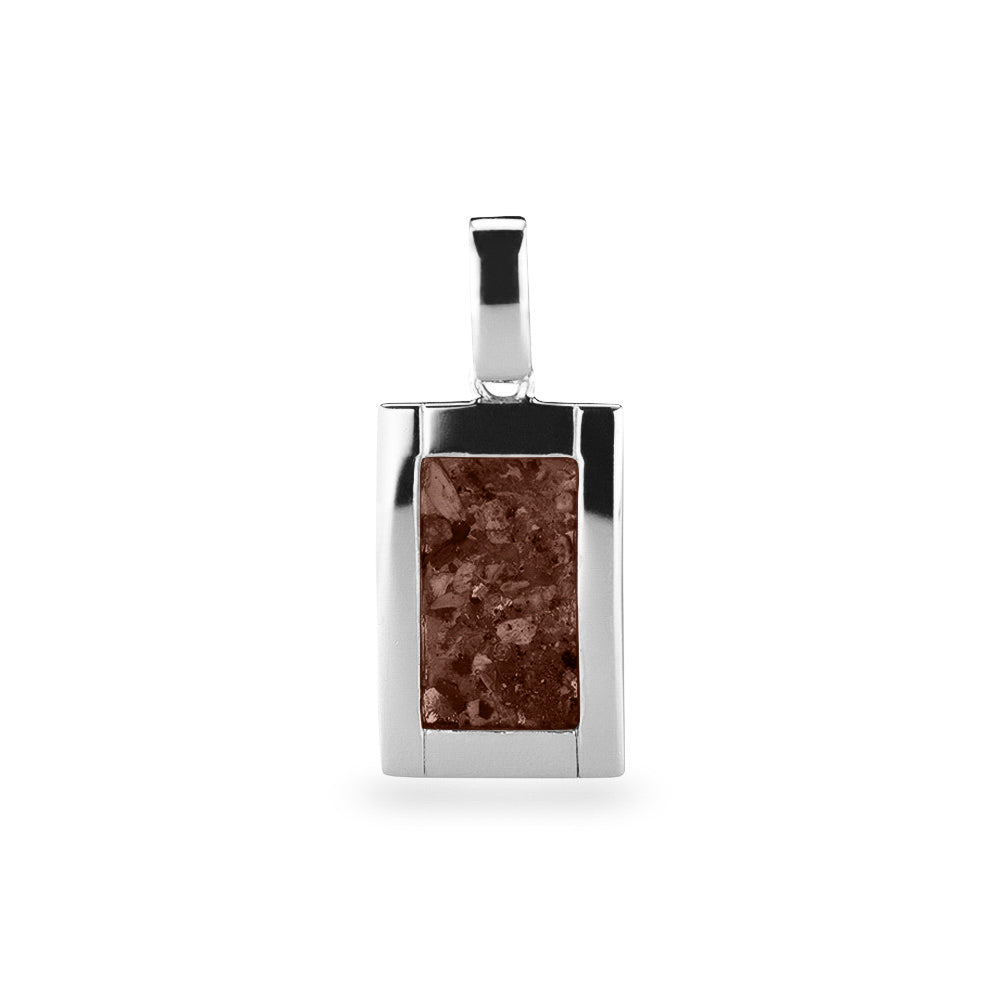 Large Rectangular Pendant in Brown - Silver memorial jewellery