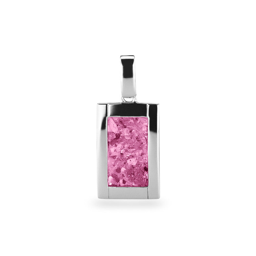 Large Rectangular Pendant in Fluo Pink - Silver memorial jewellery