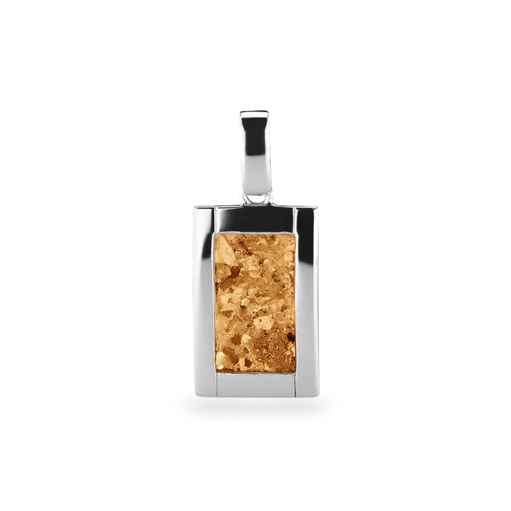 Large Rectangular Pendant in Gold - Silver memorial jewellery
