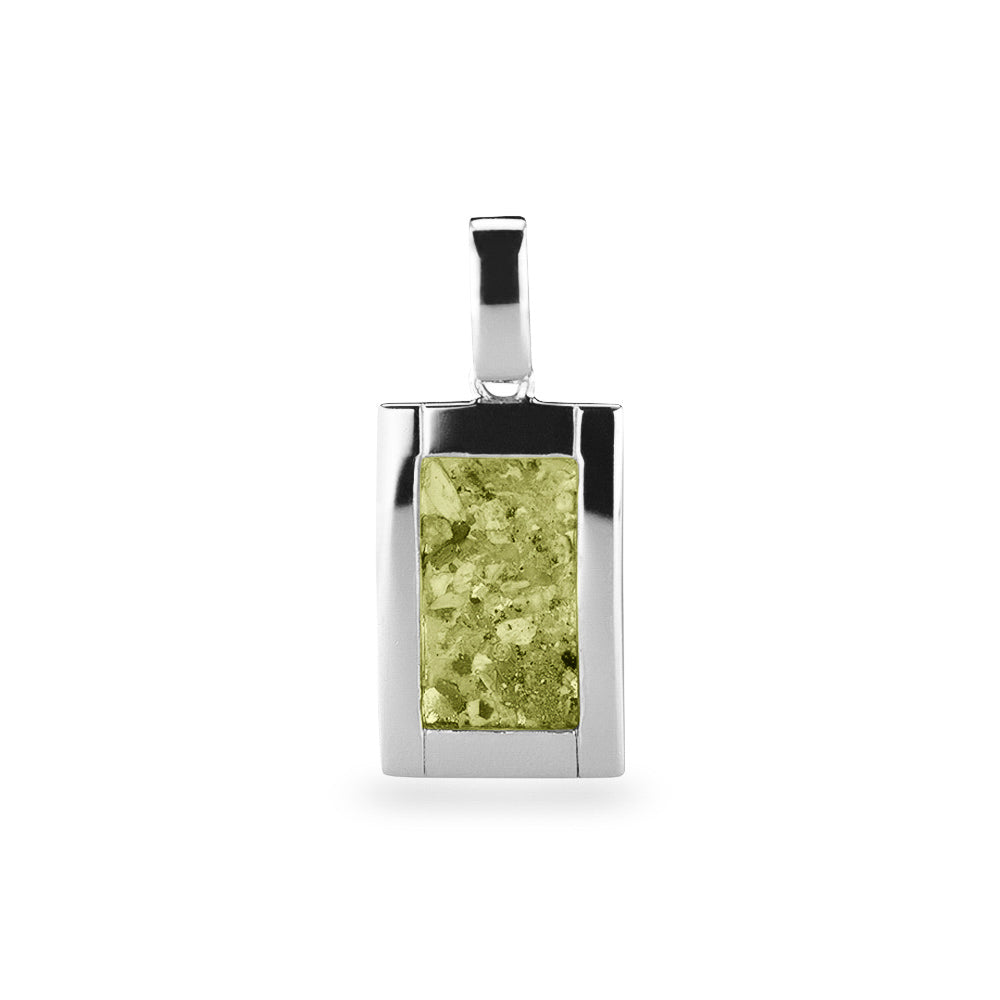 Large Rectangular Pendant in Olive - Silver memorial jewellery