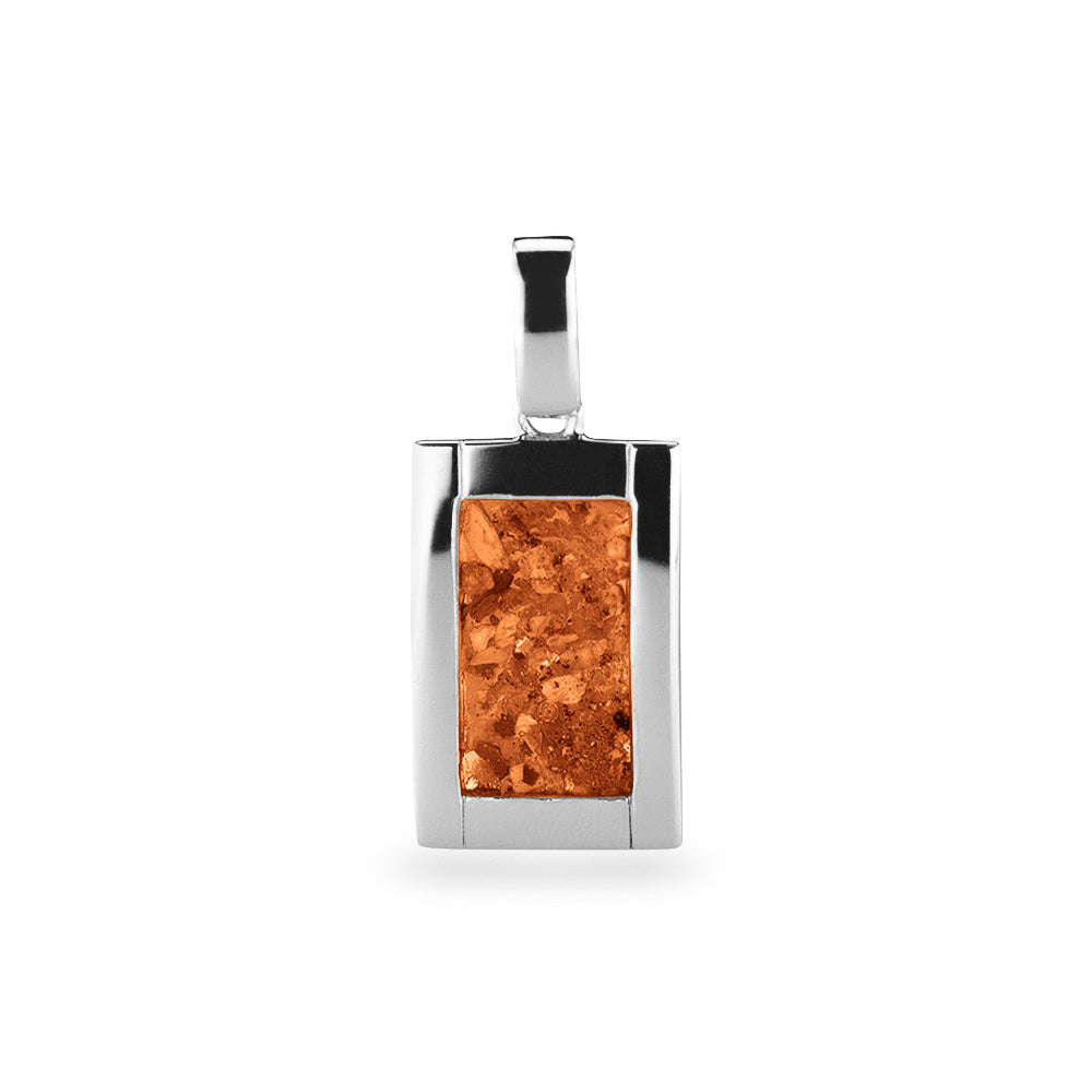 Large Rectangular Pendant in Orange - Silver memorial jewellery