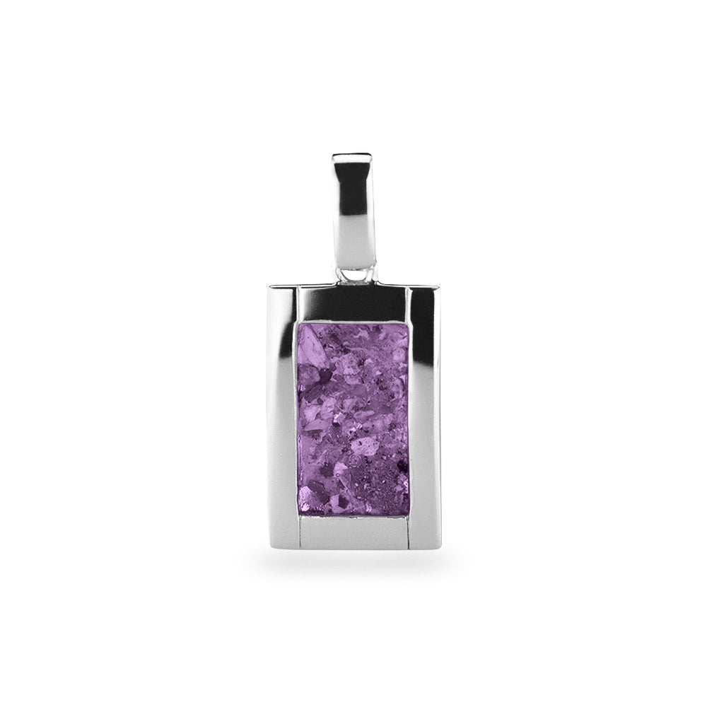 Large Rectangular Pendant in Purple - Silver memorial jewellery
