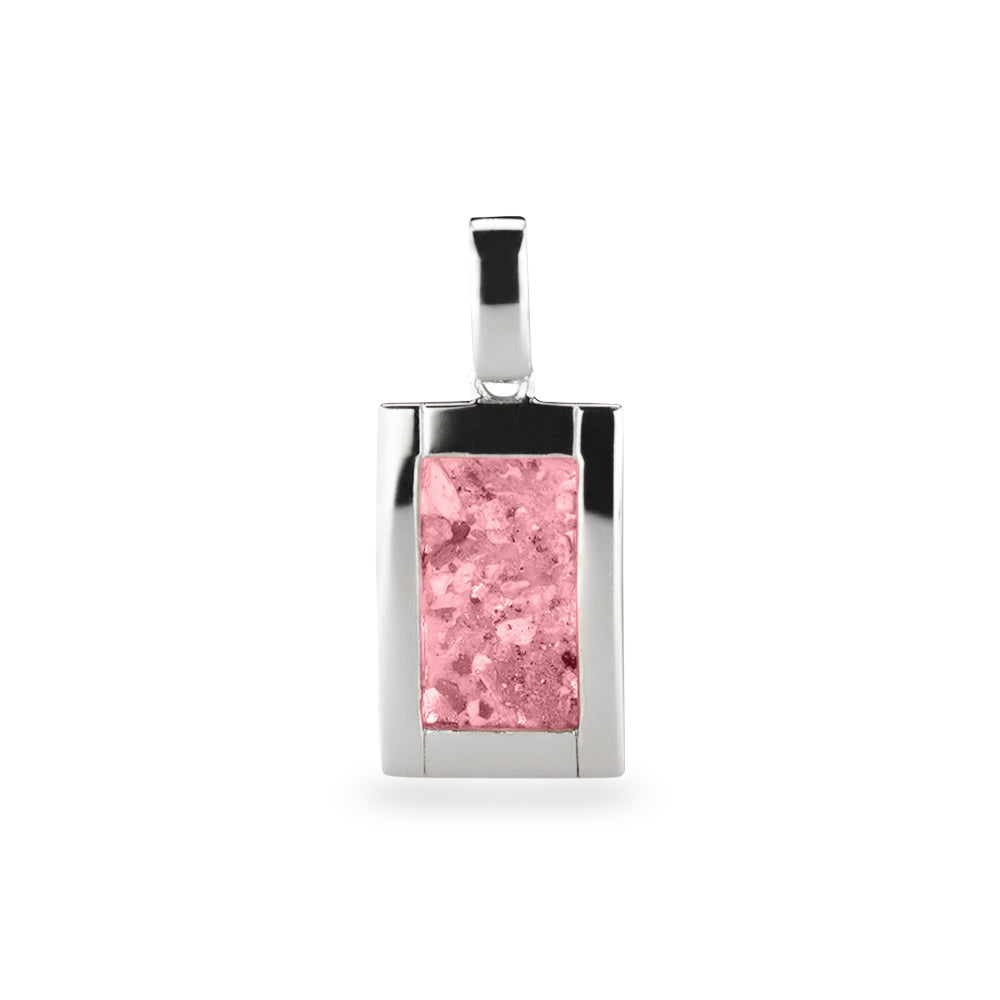 Large Rectangular Pendant in Soft Pink - Silver memorial jewellery