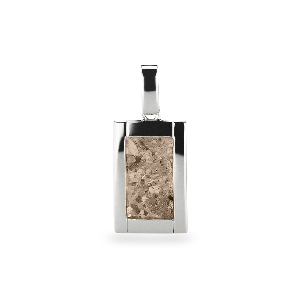 Large Rectangular Pendant in Transparent - Silver memorial jewellery
