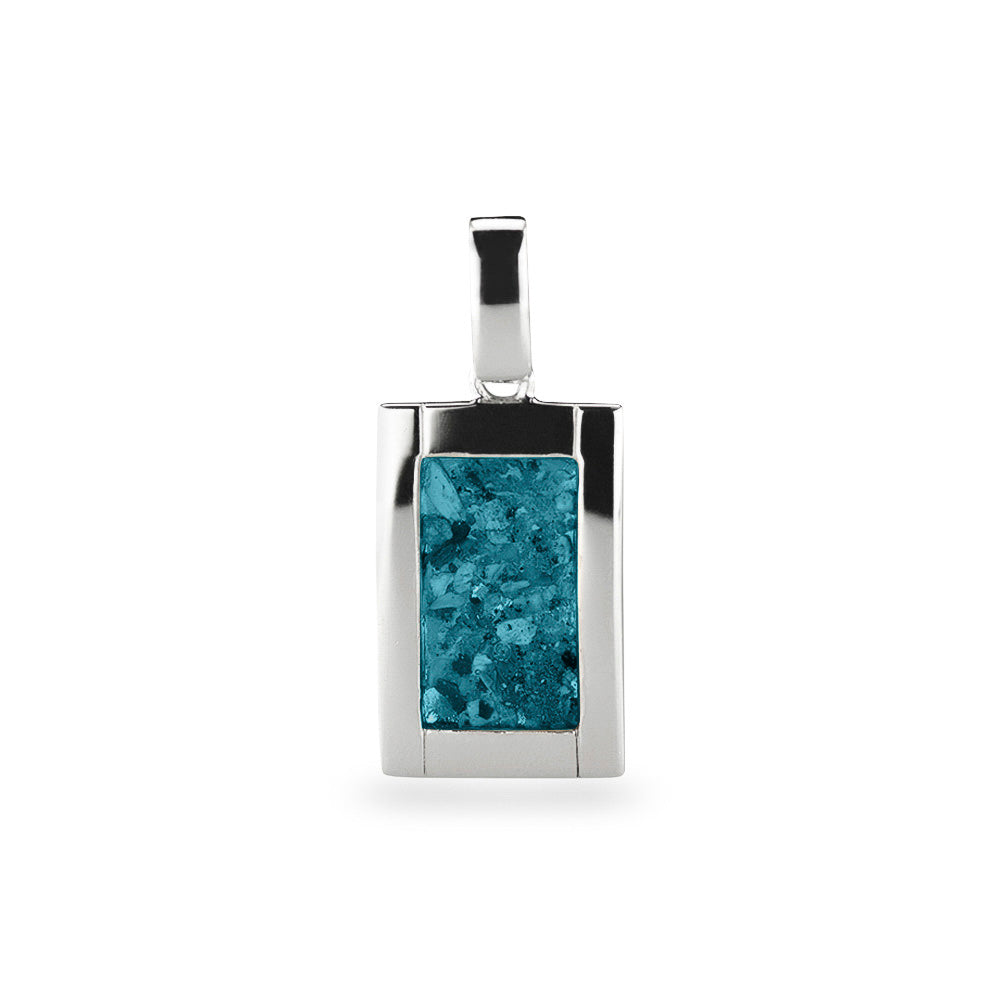 Large Rectangular Pendant in Turquoise - Silver memorial jewellery