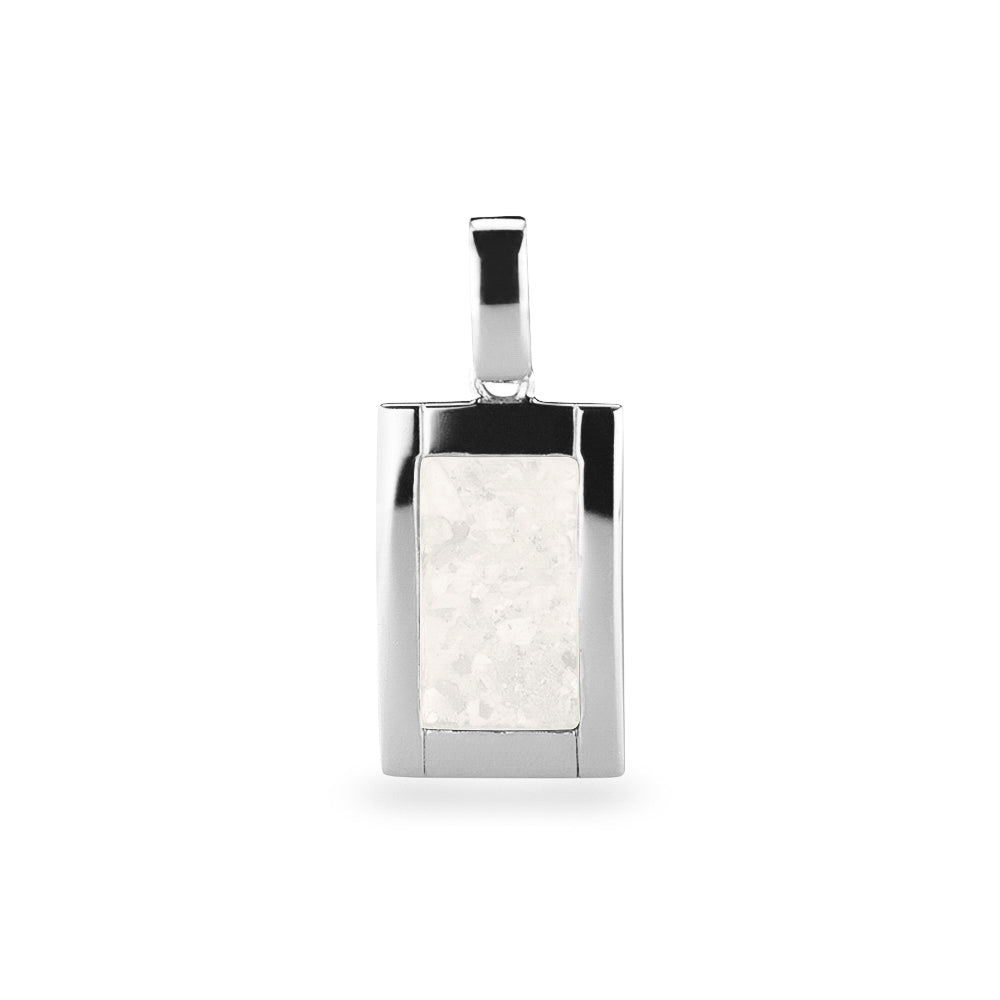 Large Rectangular Pendant in White - Silver memorial jewellery
