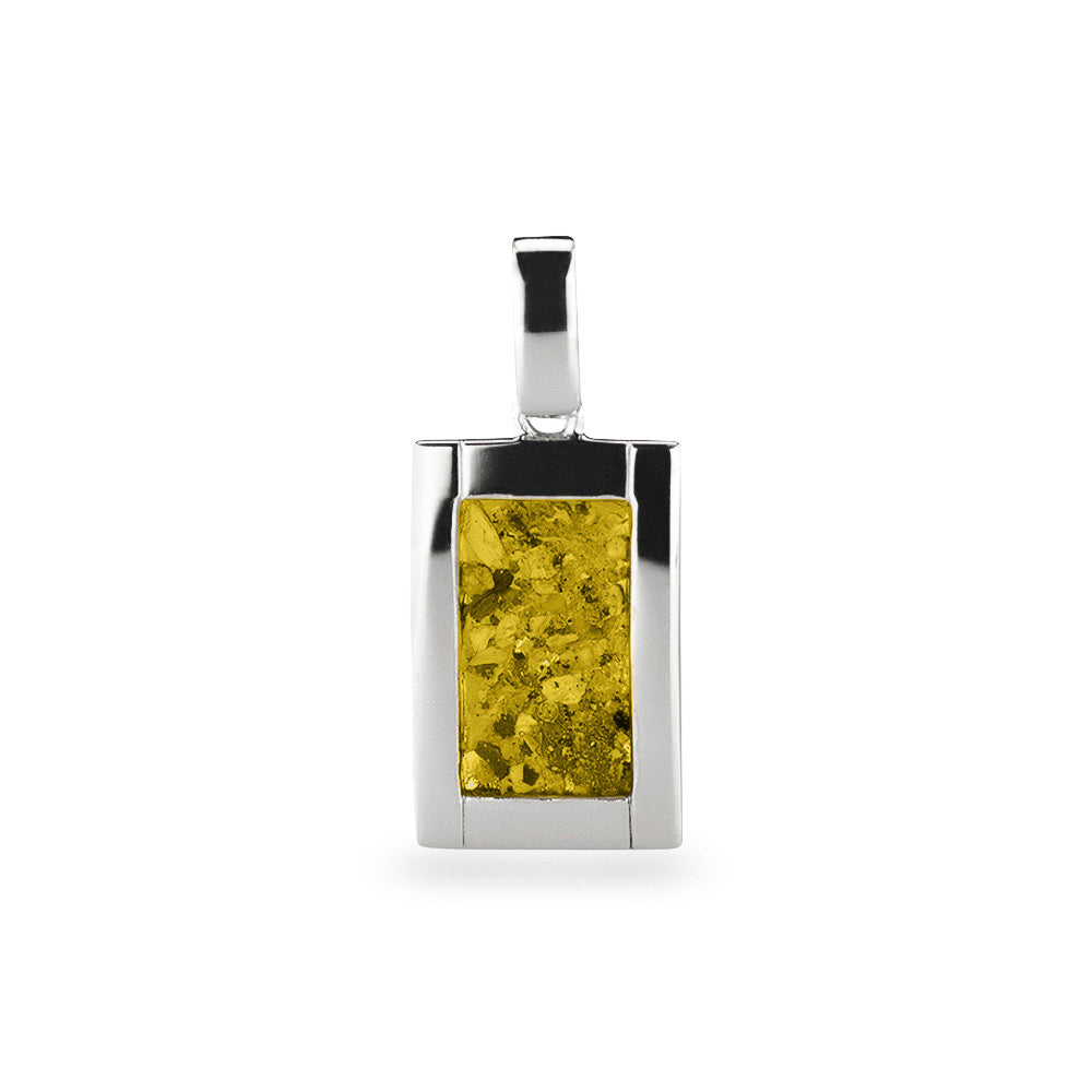 Large Rectangular Pendant in Yellow - Silver memorial jewellery