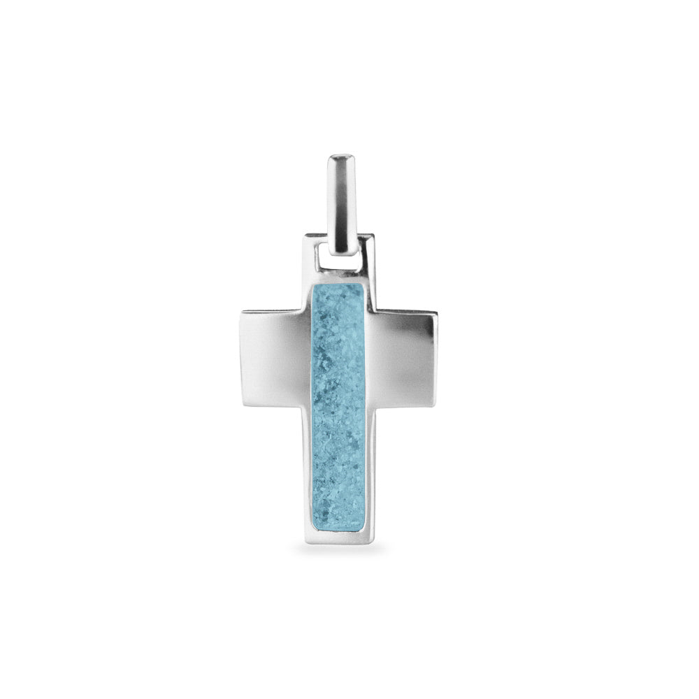 Cross Pendant in Baby Blue - Silver memorial jewellery