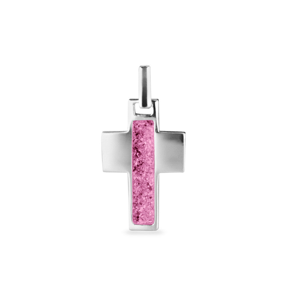 Cross Pendant in Fluo Pink - Silver memorial jewellery