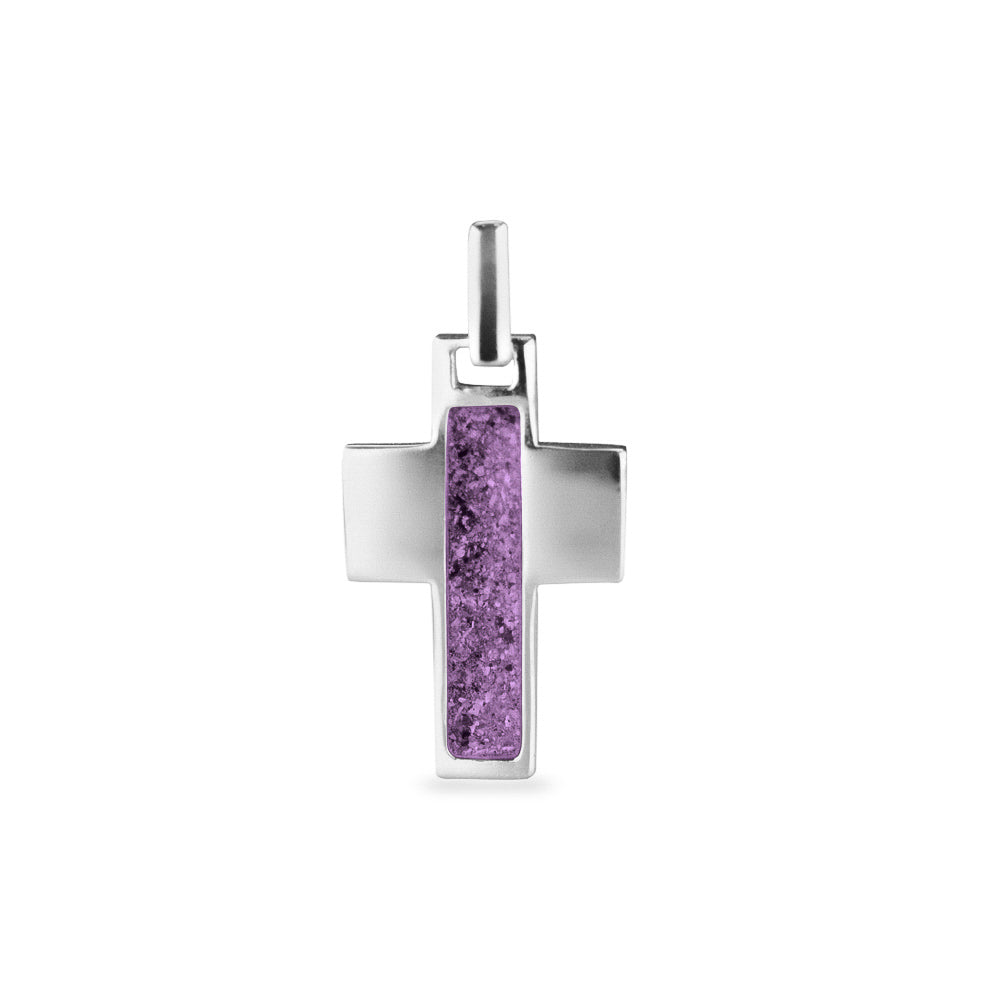 Cross Pendant in Purple - Silver memorial jewellery