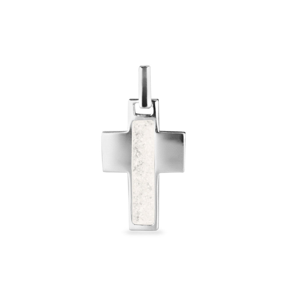Cross Pendant in White - Silver memorial jewellery