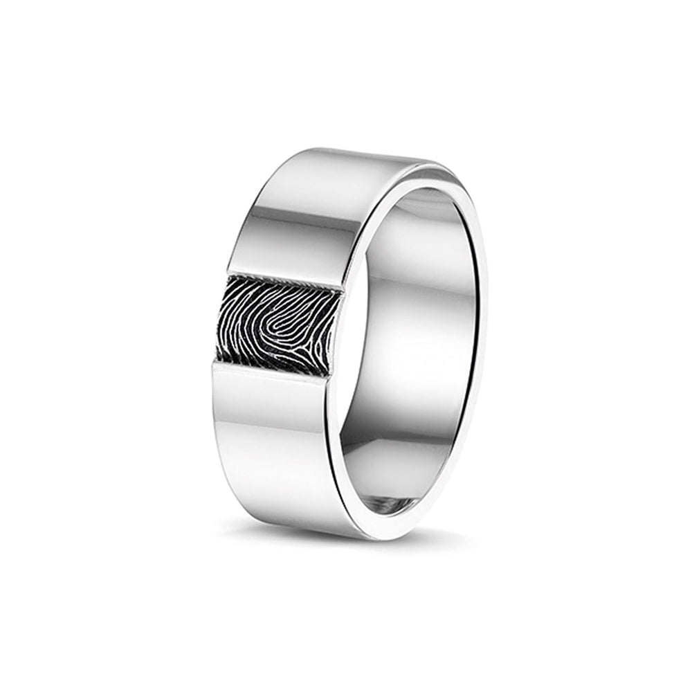 Plain Polished Fingerprint Ring - Silver memorial jewellery
