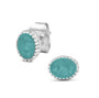 Crown Ear Studs in Aqua - Silver memorial jewellery
