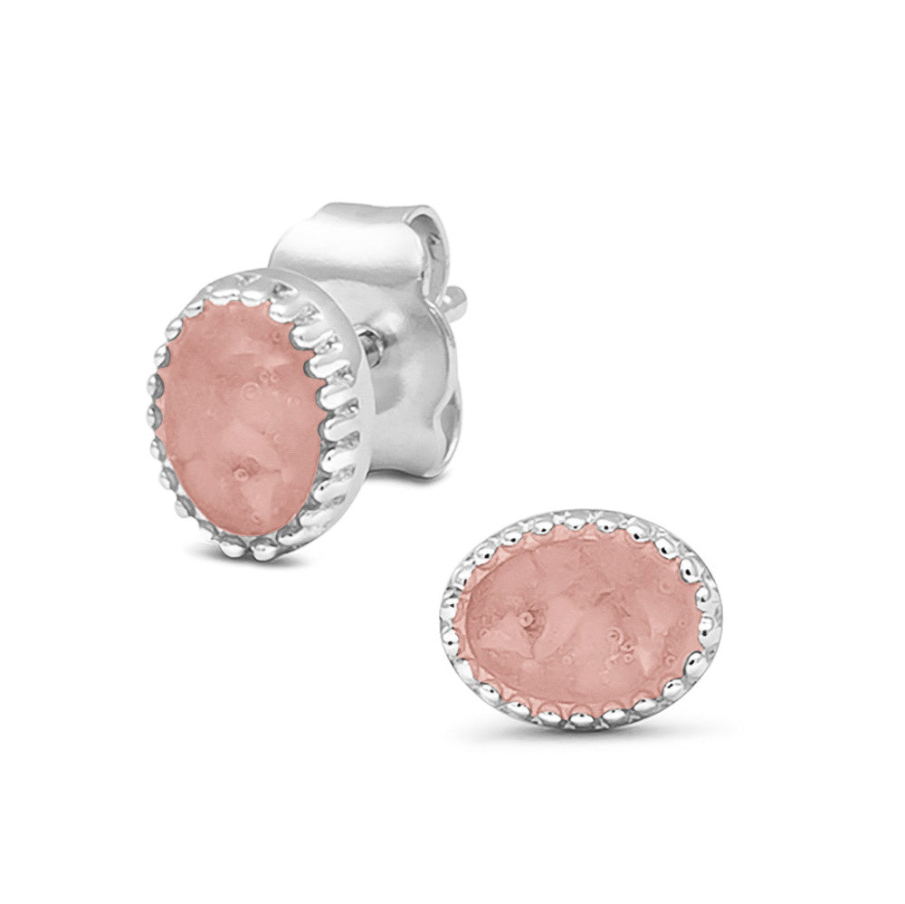 Crown Ear Studs in Blush - Silver memorial jewellery