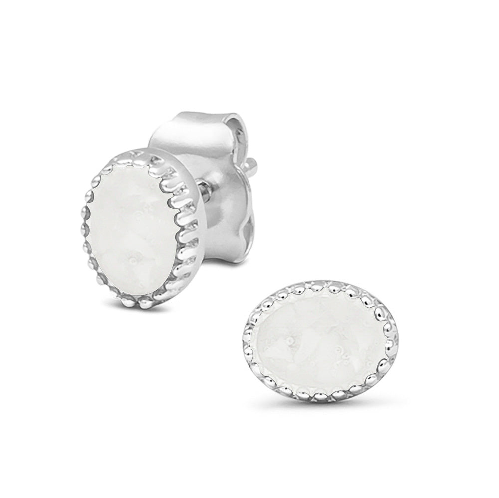 Crown Ear Studs in White - Silver memorial jewellery