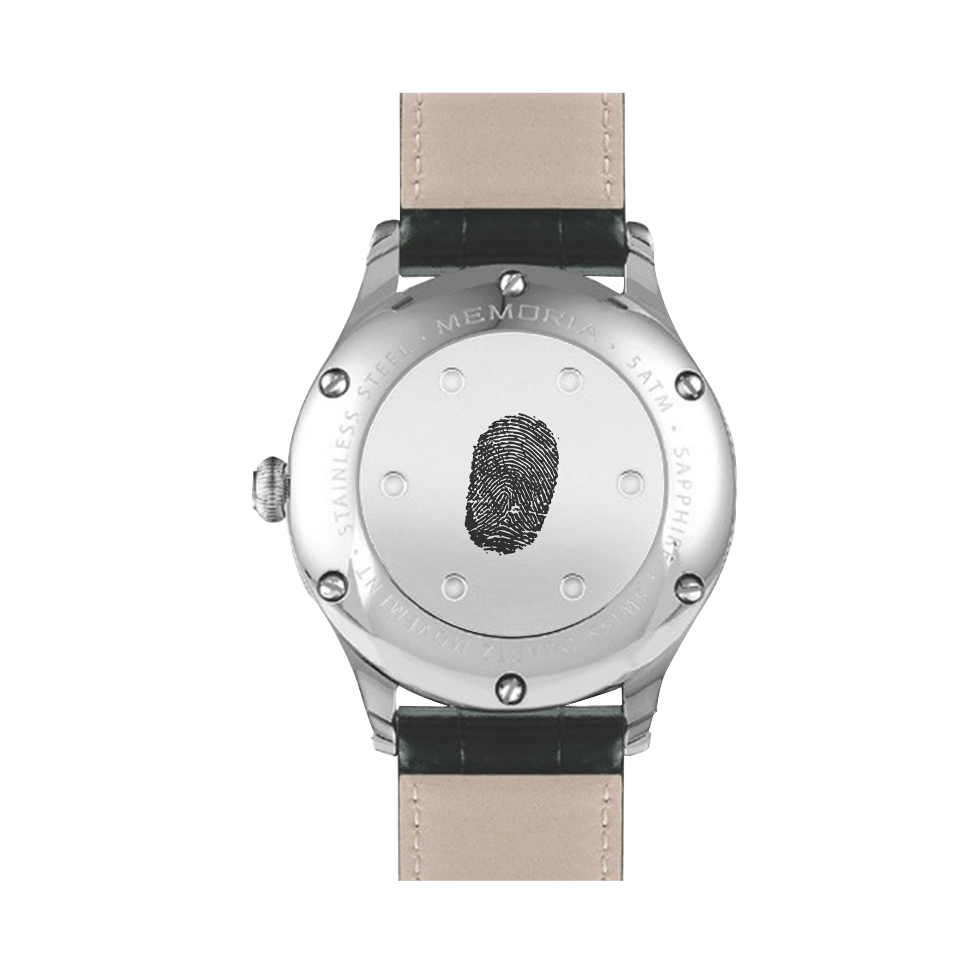 Lux Gold memorial watch — fingerprint engraved back
