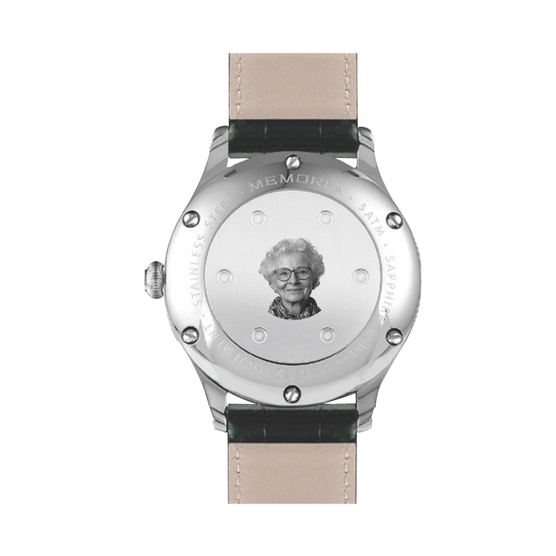 Amare Misty memorial watch — photo engraved back