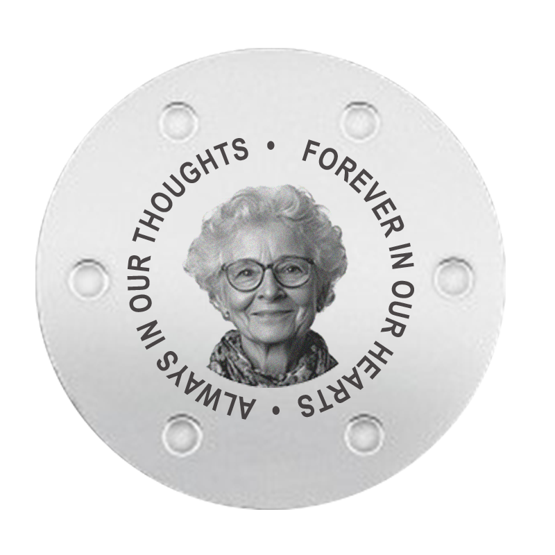 Lux Night memorial watch — photo and text engraved back