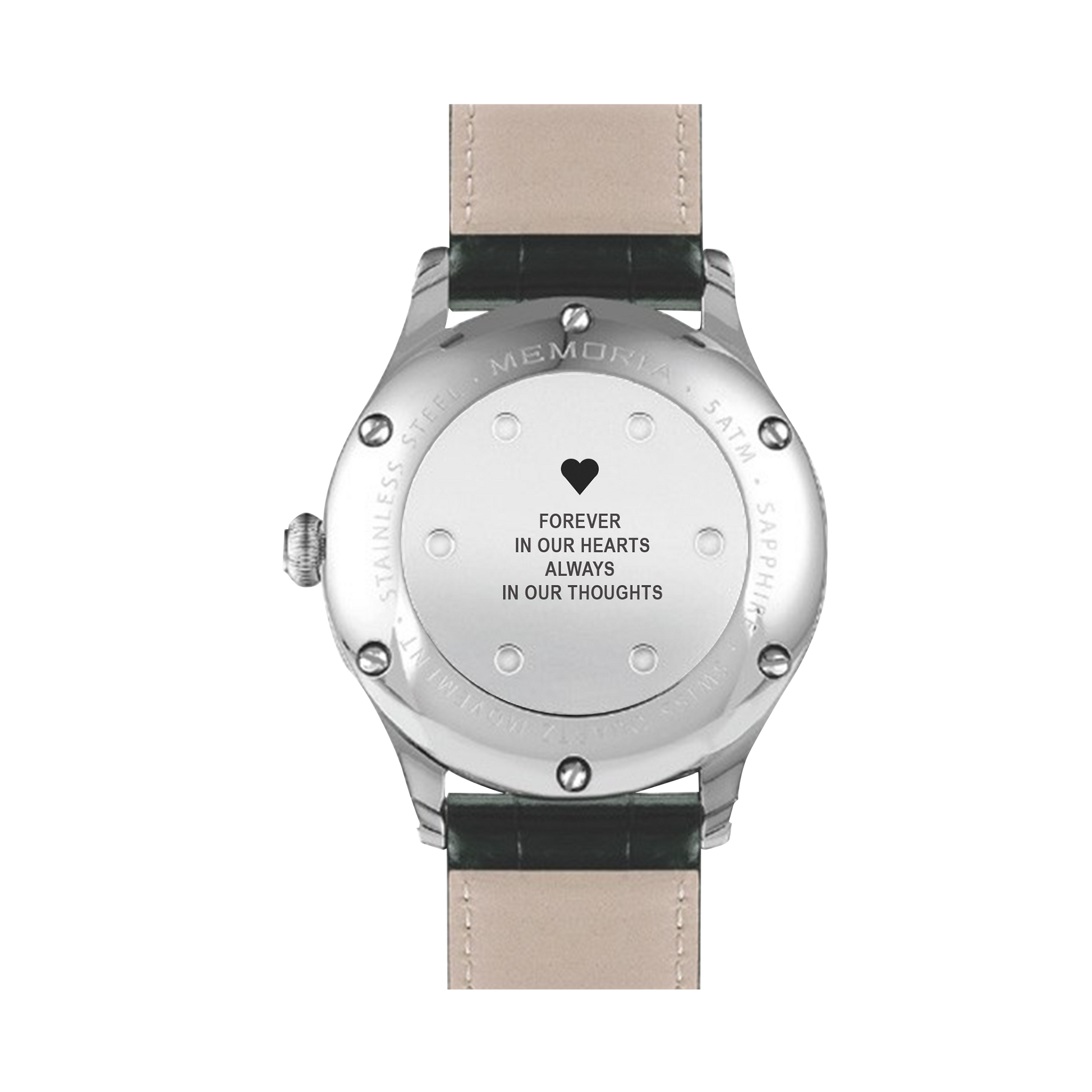 Lux Snow memorial watch — text engraved back