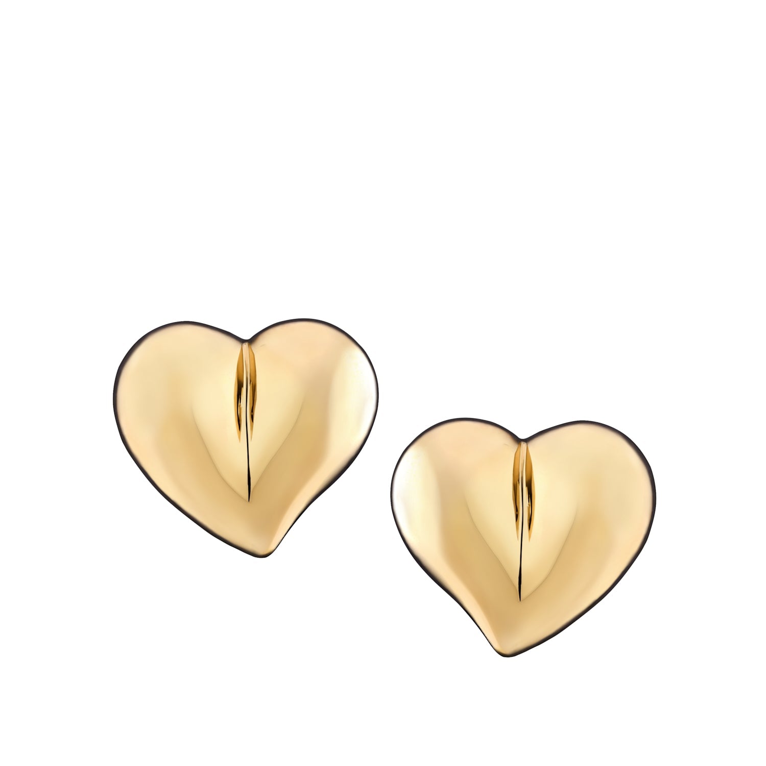 LoveHeart Stud Earrings Rhodium Plated Pol Silver